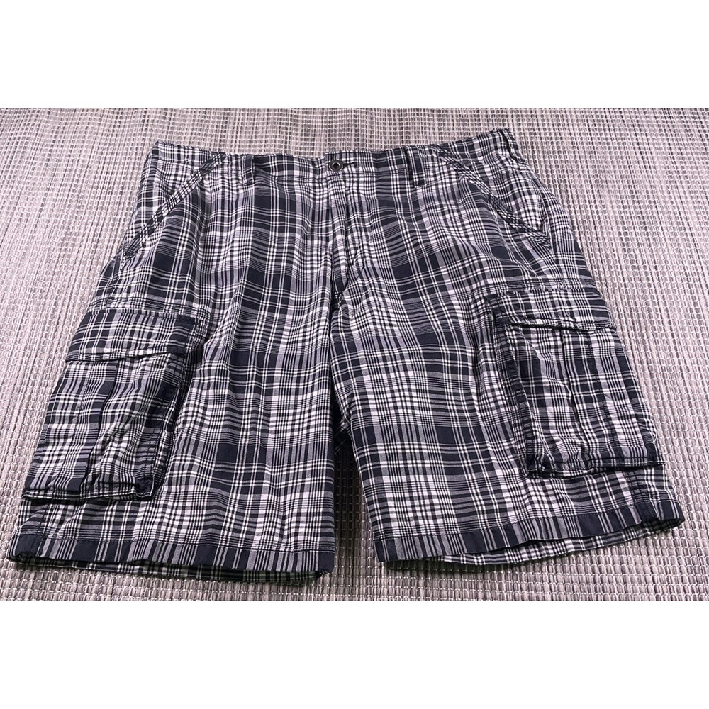 Express Mens Black White Plaid Cargo Shorts Size 36 Cotton ID 508779
